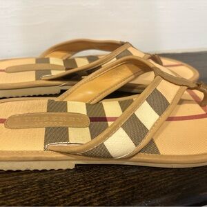 Burberry Beige & Tan Check Flip-Flop Sandals